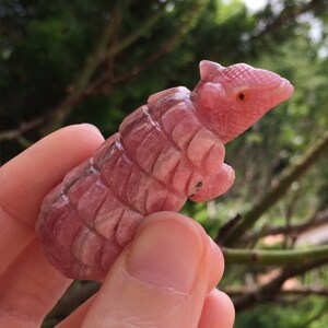 2.4&quot; RHODOCHROSITE CRYSTAL ARMADILLO - Hand Carved Animal- Natural Polished Gem Stone- Totem Carving- Meditation Crystal- 59g