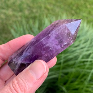 3.2&quot; AMETHYST Crystal Point - Polished Tower - Natural Stone - Healing Crystal - Meditation Crystal - Crystal Gtid Stone - 86g