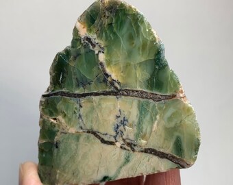 2.9" GREEN OPAL Crystal - Natural Stone- Part Raw/Part Polished Mineral - Meditation Crystal - Display - Collectible - 196g