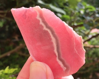 2.4" Raw RHODOCHROSITE Slab - Rough Flat Stone Slice - Unpolished Natural Mineral - Healing Crystal - Meditation Stone - From Argentina- 41g