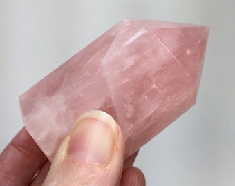 3" ROSE QUARTZ Crystal Point - Polished Natural Crystal - Stone Tower - Healing Crystal - Meditation Crystal - Display - From Brazil - 169g