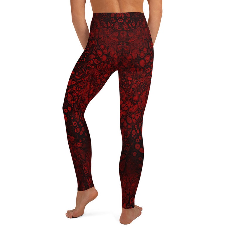 Black and Red Funky Tights Festival Leggings for Women Pattern Tights Red Blood Cell Leggings High Waist Yoga Pants Halloween Leggings