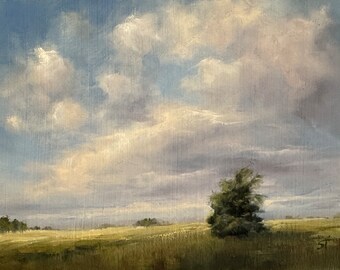 Original 5 X 7 Inch Oil Landscape Painting