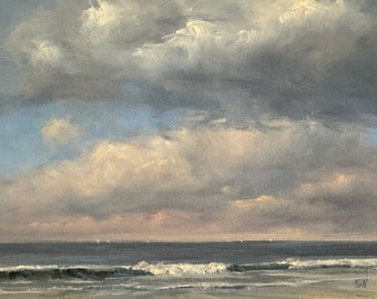 Original 5 X 7 Inch Oil Seascape Painting