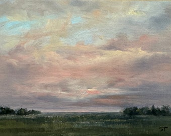 Original 13 x 18 cm großes Landschaftsölgemälde