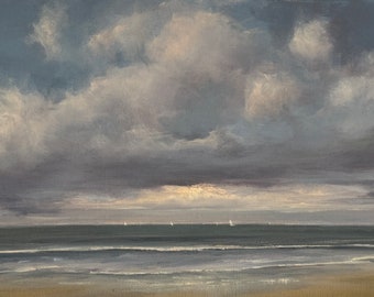 Original 5 X 8.5 Inch Oil Seascape Painting