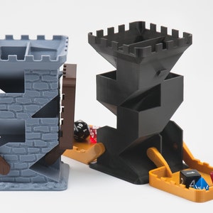 DICE TOWER with folding tray, Dungeons and Dragons, 3D Printed Castle Dice Roller, Gift For Boyfriend image 1