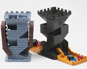 3D Printed Castle Dice Tower with Folding Tray: Dungeons and Dragons