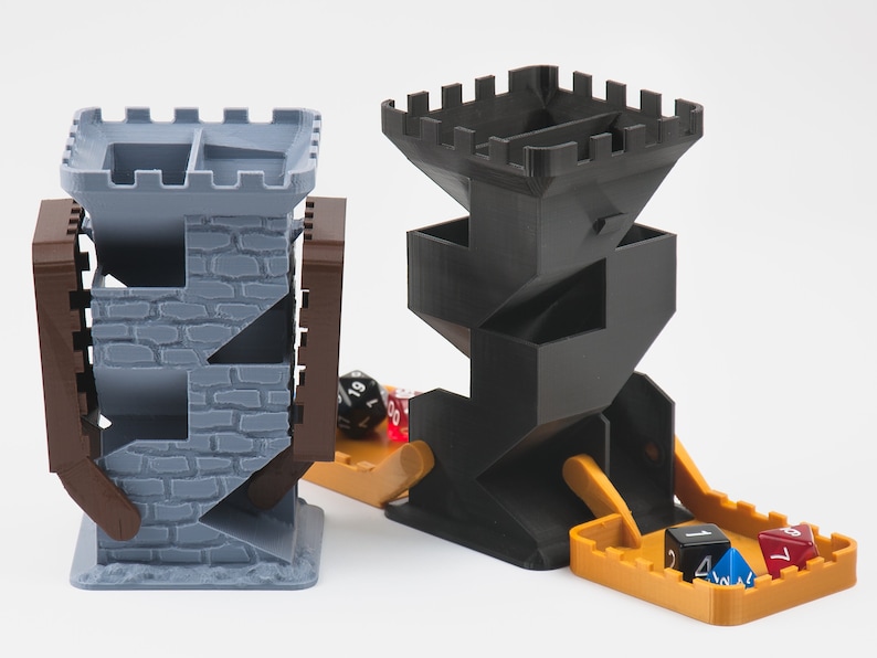 DICE TOWER with folding tray, Dungeons and Dragons, 3D Printed Castle Dice Roller, Gift For Boyfriend image 1