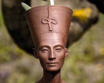 Nefertiti Succulent Planter: Ancient Egypt Statue, 3D Printed Home Decor