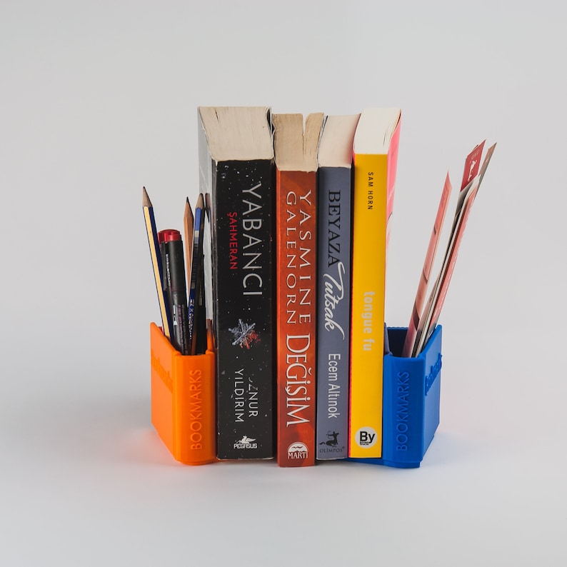Bookend with Bookmark&Pen Holder, Book Shaped Nursery Accessory image 1