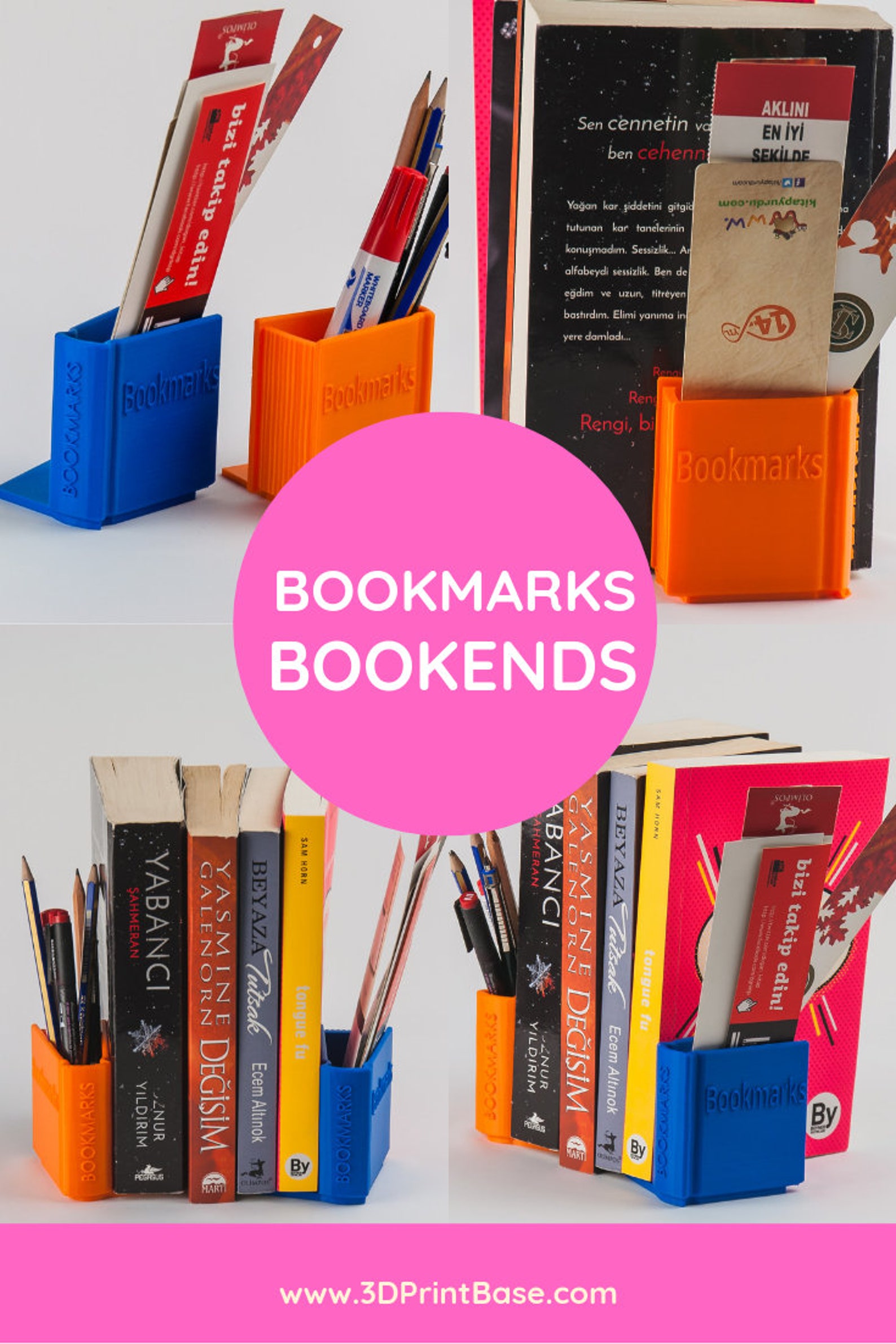 Bookend With Bookmark&pen Holder Book Shaped Nursery Etsy