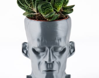 FRANKENSTEIN Halloween Succulent Planter - Fall Decor Pen holder gift for her - 3D printed Unique cactus & air plant pot,  autumn decoration