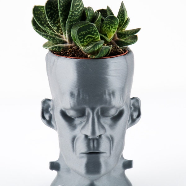 FRANKENSTEIN Halloween Succulent Planter - Fall Decor Pen holder gift for her - 3D printed Unique cactus & air plant pot,  autumn decoration