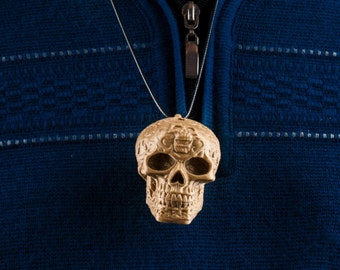 Fischietto della morte azteco, suono urlante funzionale e umano, costume di Halloween, collana tribale teschio celtico, portachiavi gotico stampato in 3D