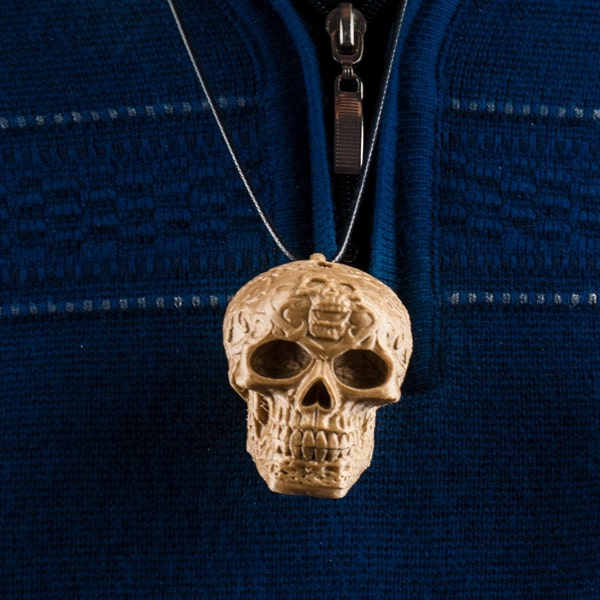 Aztec Death Whistle, Functional and Human Screaming Sound, Halloween Costume, Celtic Skull Tribal Necklace, 3D Printed Gothic Keyring