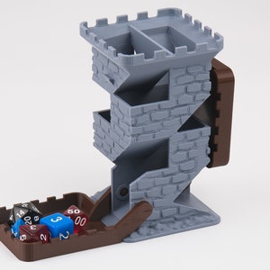 DICE TOWER with folding tray, Dungeons and Dragons, 3D Printed Castle Dice Roller, Gift For Boyfriend image 4