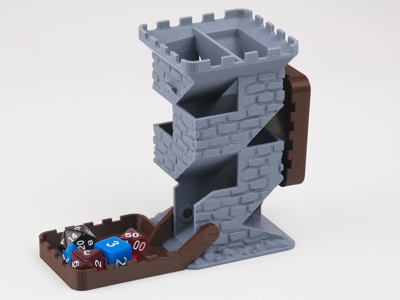 DICE TOWER with folding tray, Dungeons and Dragons, 3D Printed Castle Dice Roller, Gift For Boyfriend image 4