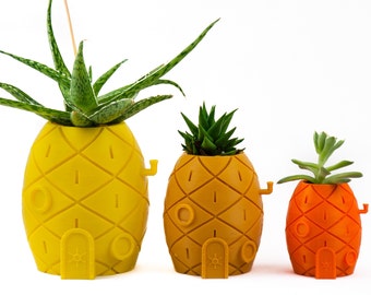 SPONGEBOB house succulent planter, 3D printed  small cactus planters, Pineapple decoration, Nickelodeon cartoon gifts for kids
