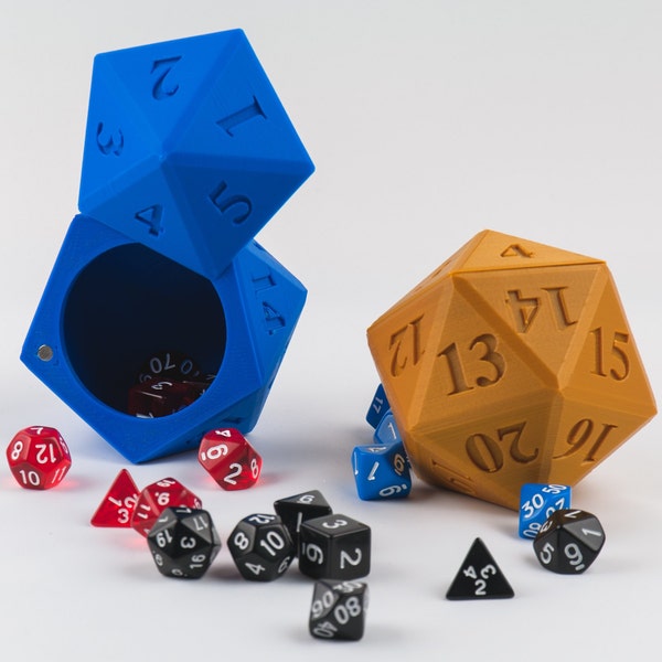 D20 Dice Holder with Magnetic Lid, 3D Printed Dungeons And Dragons Accessories, D&D Birthday Gift For Best Friend