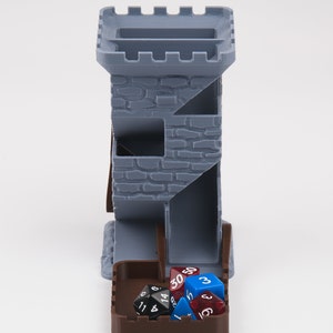 DICE TOWER with folding tray, Dungeons and Dragons, 3D Printed Castle Dice Roller, Gift For Boyfriend image 5