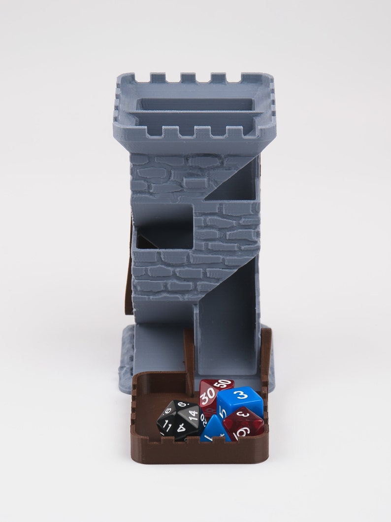 DICE TOWER with folding tray, Dungeons and Dragons, 3D Printed Castle Dice Roller, Gift For Boyfriend image 5