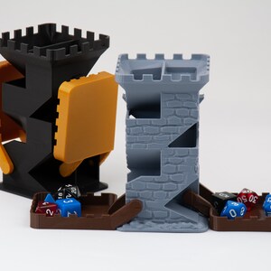 DICE TOWER with folding tray, Dungeons and Dragons, 3D Printed Castle Dice Roller, Gift For Boyfriend image 2