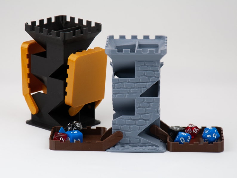 DICE TOWER with folding tray, Dungeons and Dragons, 3D Printed Castle Dice Roller, Gift For Boyfriend image 2
