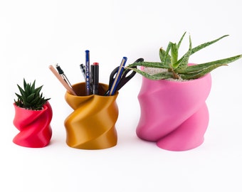 Twisted Heart Planter, Modern Geometric Succulent Vessel for Valentine's Day Decor