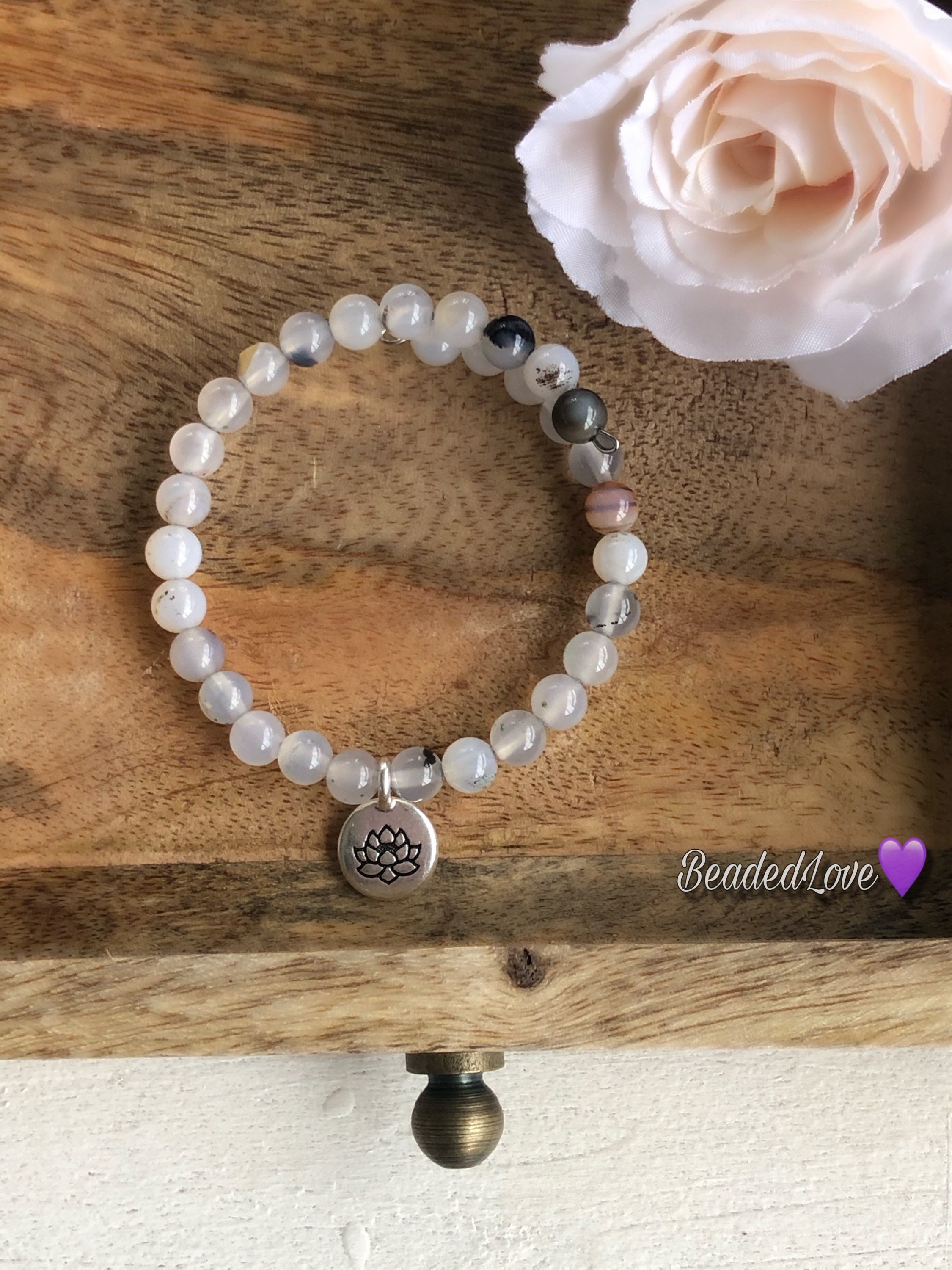 Lotus Charm Bracelet Etsy