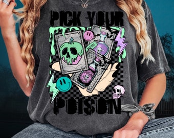 Pick Your Poison Halloween Shirt Adult, Adult Halloween Shirt, Horror Shirts Adults, Horror Halloween Shirt, Halloween Fashion