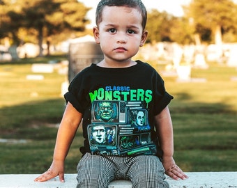 Kinder Halloween Shirt, Klassische Monster Kinder Halloween Shirt, Horror Shirts für Kinder, Kinder Halloween Shirt, Halloween Kinder, Kinder Shirt