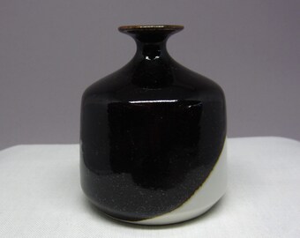 Vintage Finnish Arabia miniature ceramic / porcelain vase Tenmoku glaze Scandinavian design Nordic studio pottery Mid century modern Finland