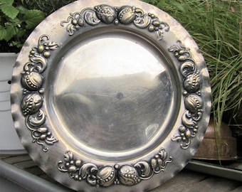 Swedish Neo Baroque Silverplate Metal Dish / Plate Augsburg Style