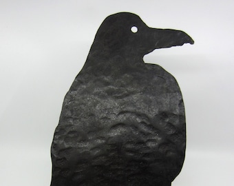 Vintage Swedish large forged iron Raven or Crow sculpture / wall decoration Signed Nordic metal art Hand crafted Scandinavian bird statue