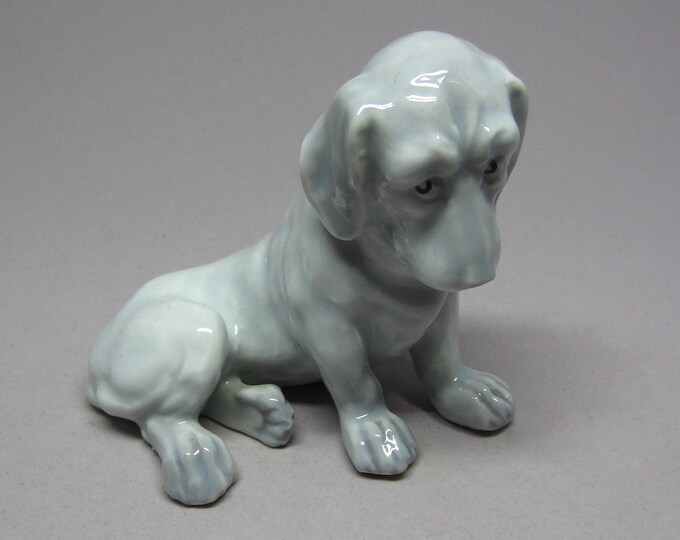 Antique German Gebruder Heubach Glazed Porcelain Dog Statuette Figurine ...
