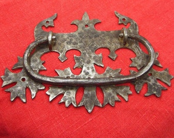 Antique Swedish hand forged iron chest or door handle 1800s or older Viking / Folk art style Scandinavian metal gift Nordic fitting Sweden