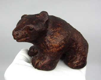 ヴィンテージスウェーデン木製手彫り茶色クマのフィギュア素朴な