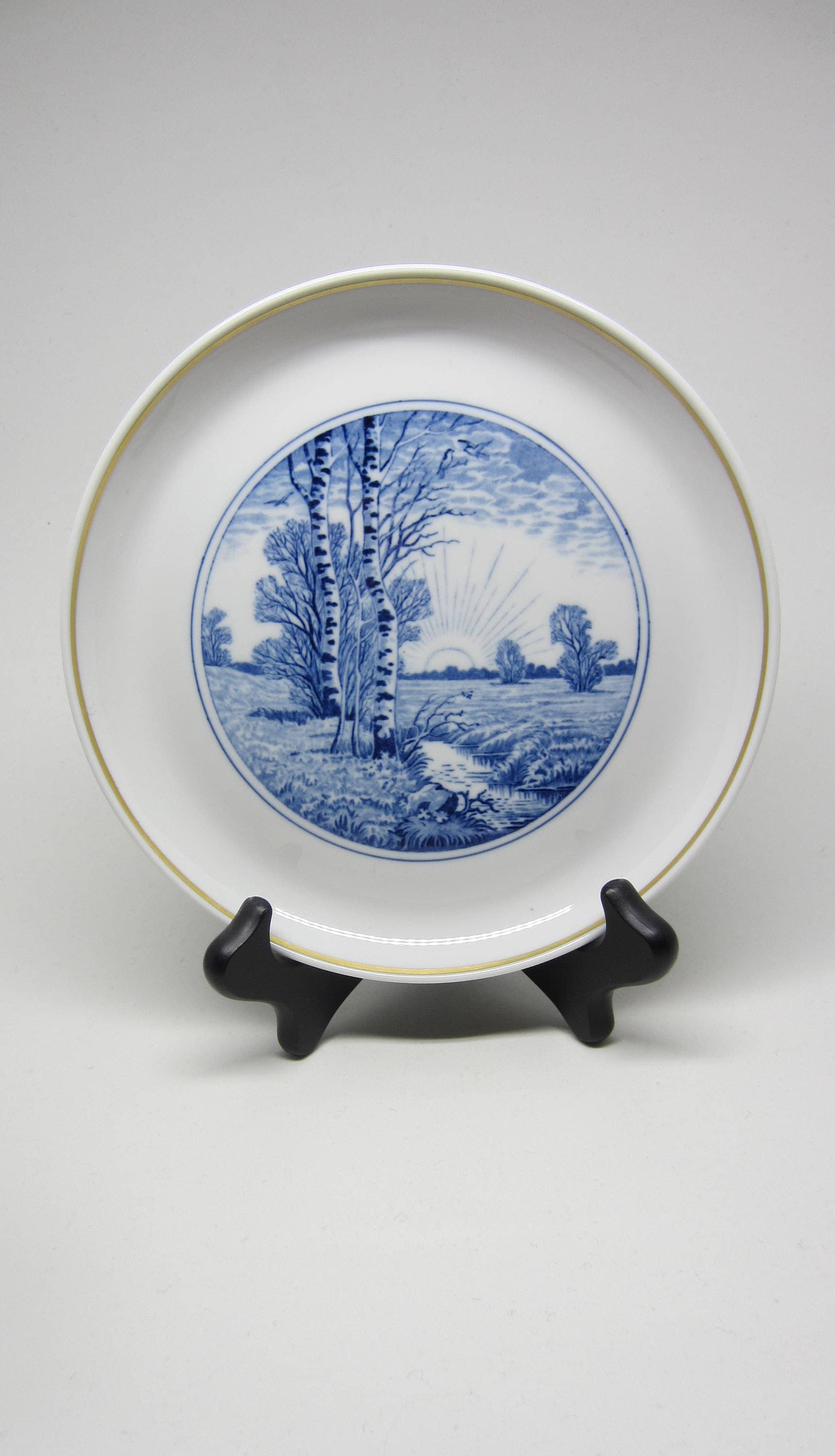Vintage German Blue & White Hand Painted Meissen Porcelain Wall