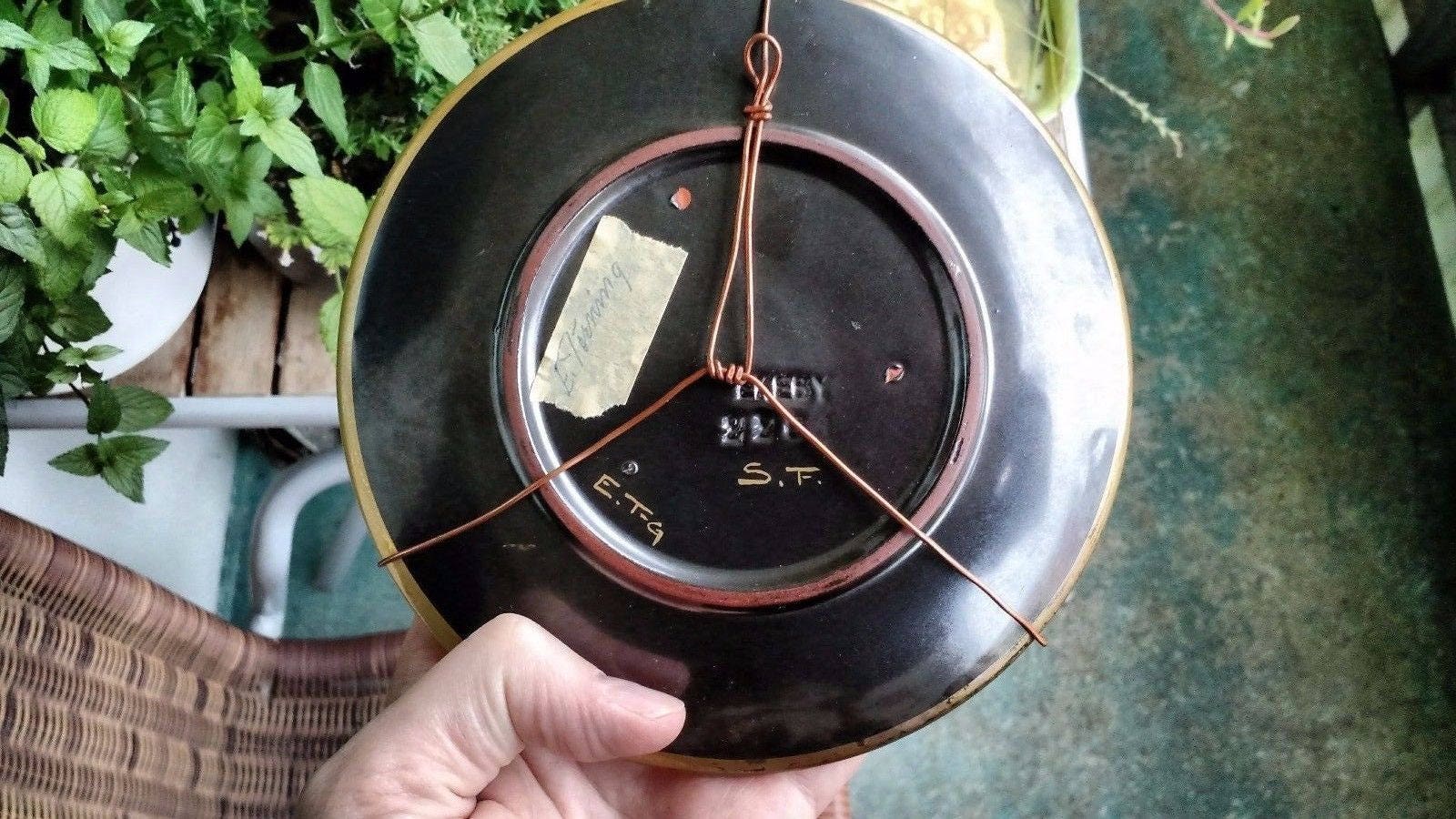 Vintage Swedish Upsala Ekeby Einar Törning Art Deco Black Hand