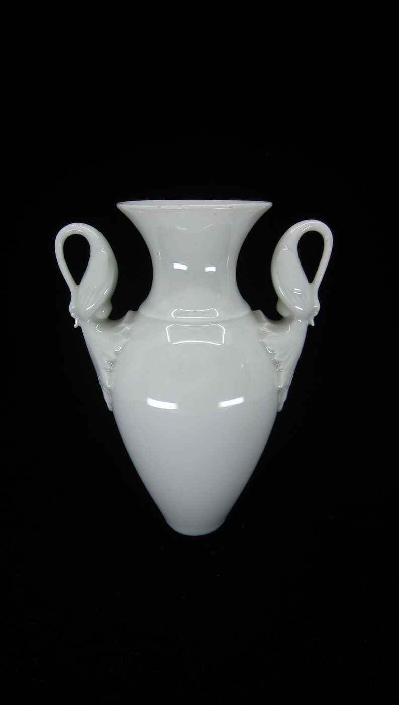 Classical Vintage White Porcelain Vase With Swan Handles Etsy