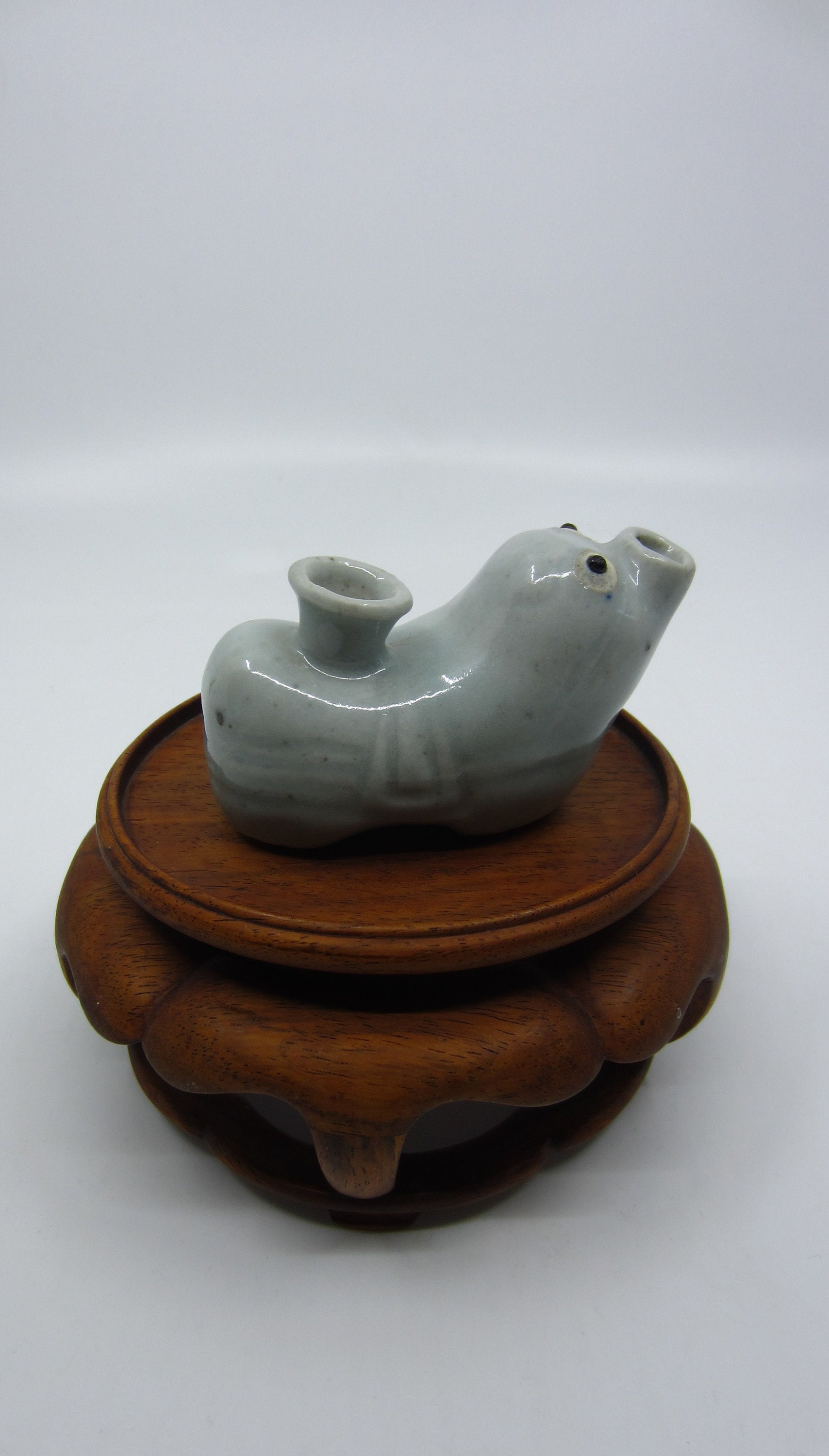 アンティークの中国/韓国の青磁陶器の水差し、かわいい神話上の動物の