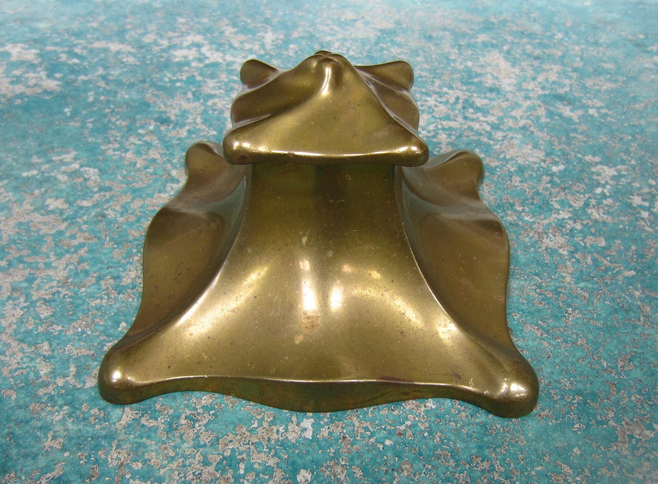 Antique Large Decorative Art Nouveau Brass Or Bronze Inkwell/Inkstand With Soft Flowing Lines Swedish ? French Desktop Decor Metal Art