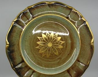 Vintage Swedish Gustavsberg Josef Ekberg decorative ceramic plate from 1931 Hand painted gold decor Scandinavian Art Deco design Sweden