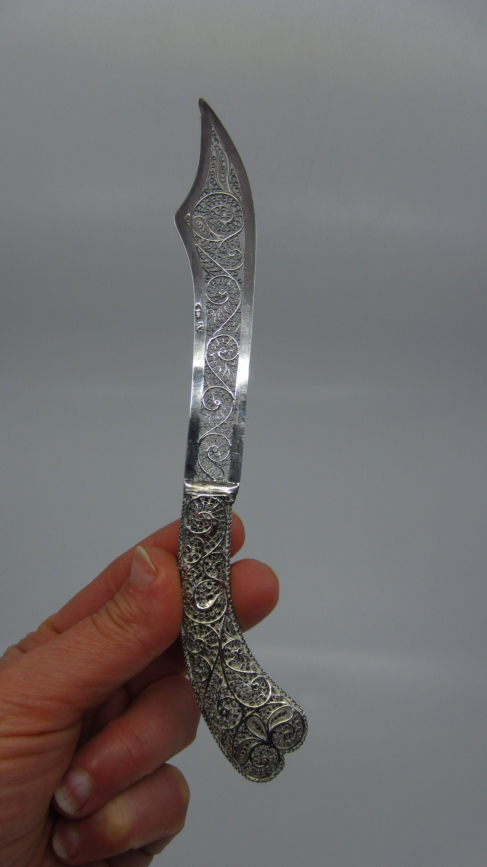 RARE Antique Russian Silver Filigree Letter Opener / Paper Knife