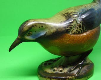 Vintage Danish Bing & Grondahl stoneware Bird # 2405 Emil Petersen Thrush Scandinavian designer pottery Ceramic figurine / statuette Denmark