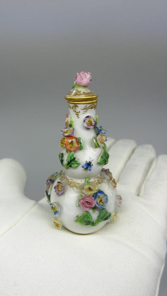Antique Hand Painted Porcelain Scent Bottle Late 1800s Meissen