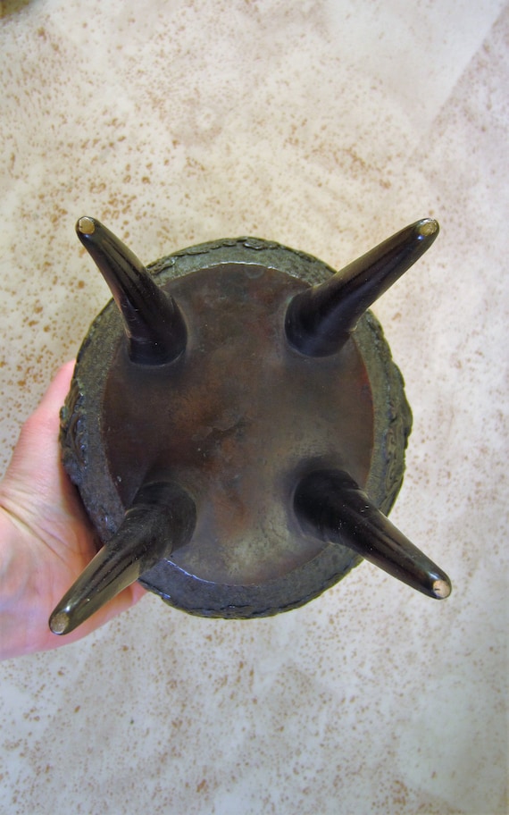 Large Detailed Antique Japanese Bronze Incense Burner Censer