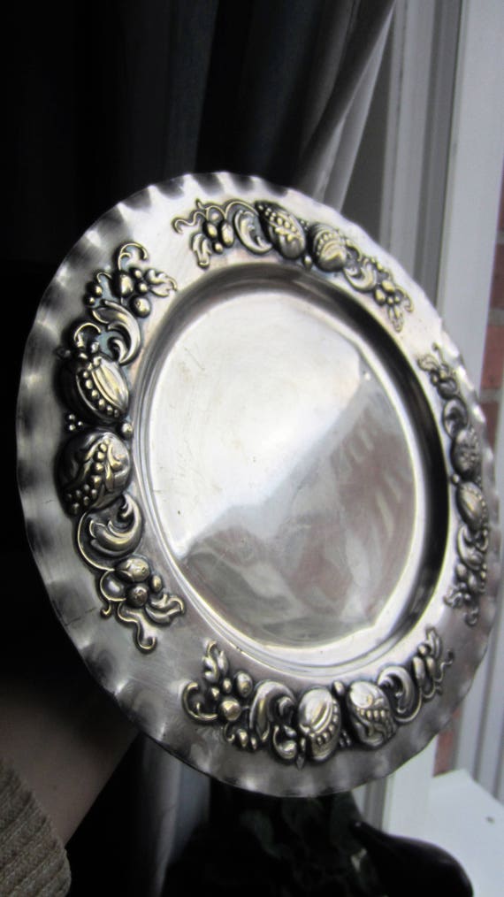 Swedish Neo Baroque Silverplate Metal Dish / Plate Augsburg Style