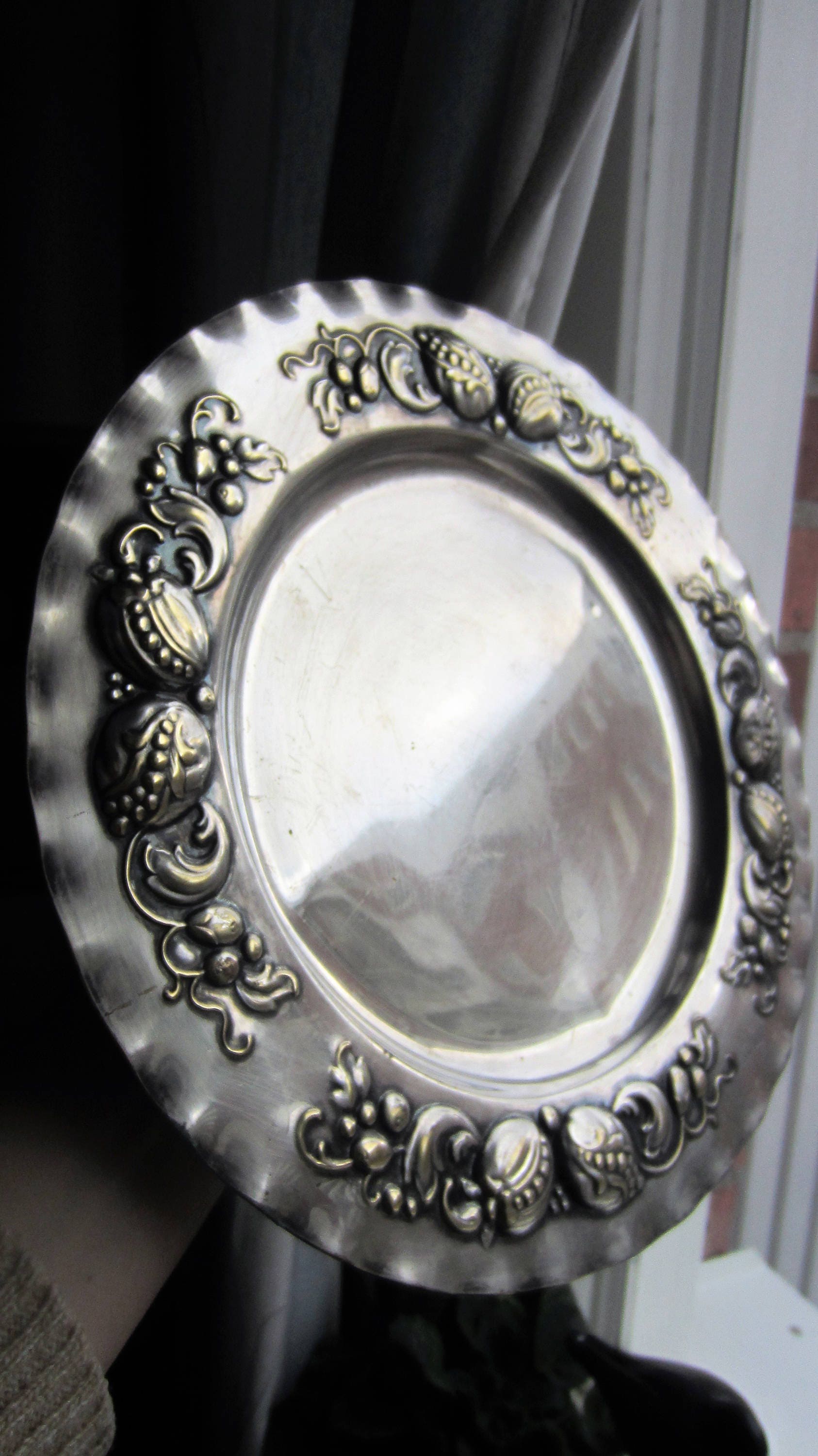 Swedish Neo Baroque Silverplate Metal Dish / Plate Augsburg Style